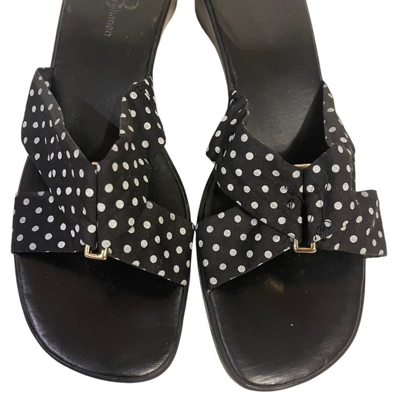 Women’s JENNY BUCHANAN Claire Black White Polka Dot Sandals Slip On Shoes - Picture 6 of 10